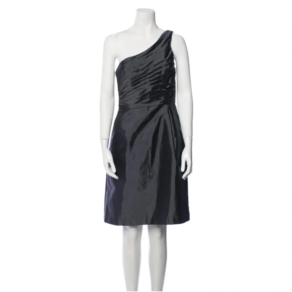 ML Monique Lhuillier woman’s gray one shoulder knee length formal party dress‎ 8